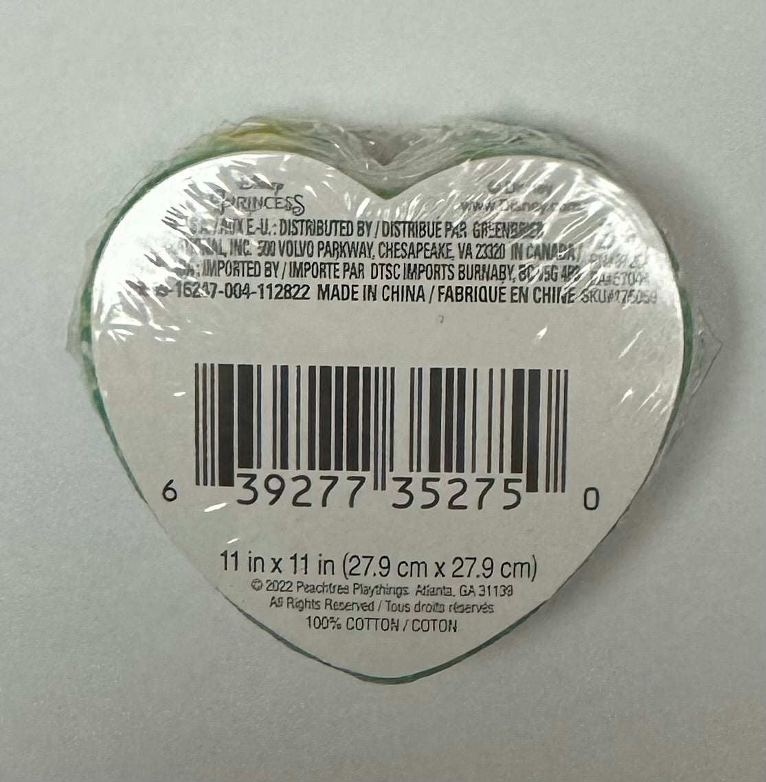 Peachtree Playthings Disney Princess Aladdin Jasmine & Bella Magic Heart Towel Serviette Magique (Expands in Water)