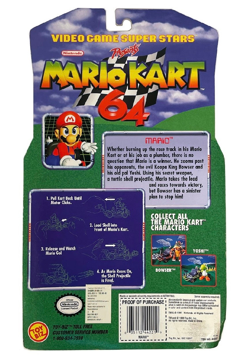 ToyBiz Mario Kart 64 Mario Figure with Green Shell (B Condition)