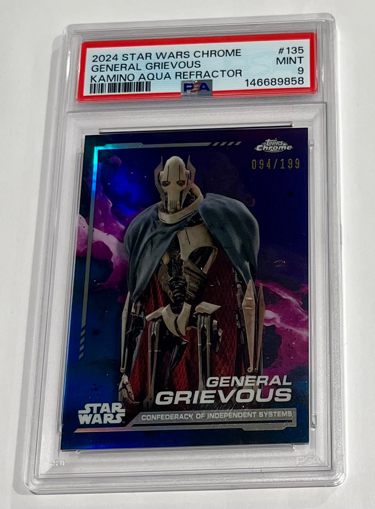 2024 Topps Chrome Star Wars General Grievous Kamino Aqua Refractor 094/199 #135 MINT (PSA 9)