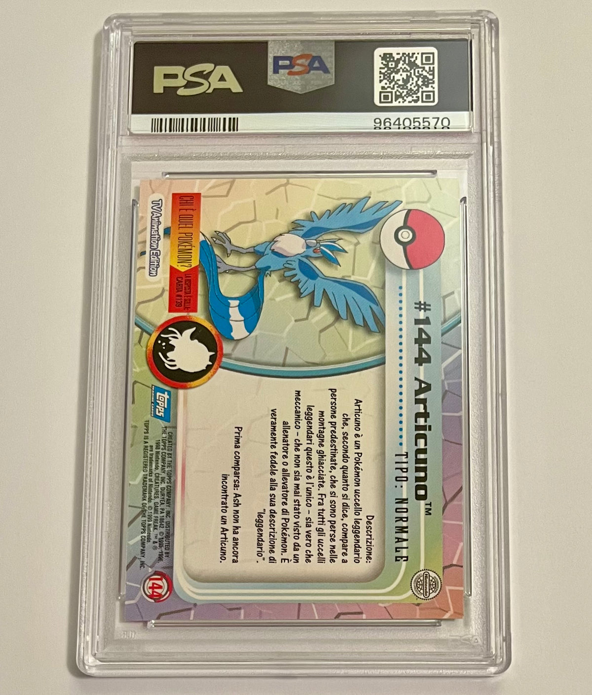 2000 Topps Pokémon TV Animation Series 3 Articuno #144 Italian MINT (PSA 9)