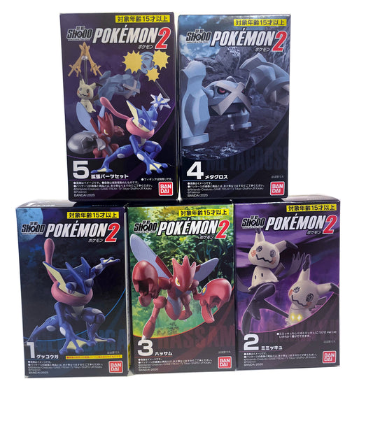 Pokémon Shodo Volume 2 Full Set 5 Bandai 3" Inch Figure BUNDLE/LOT