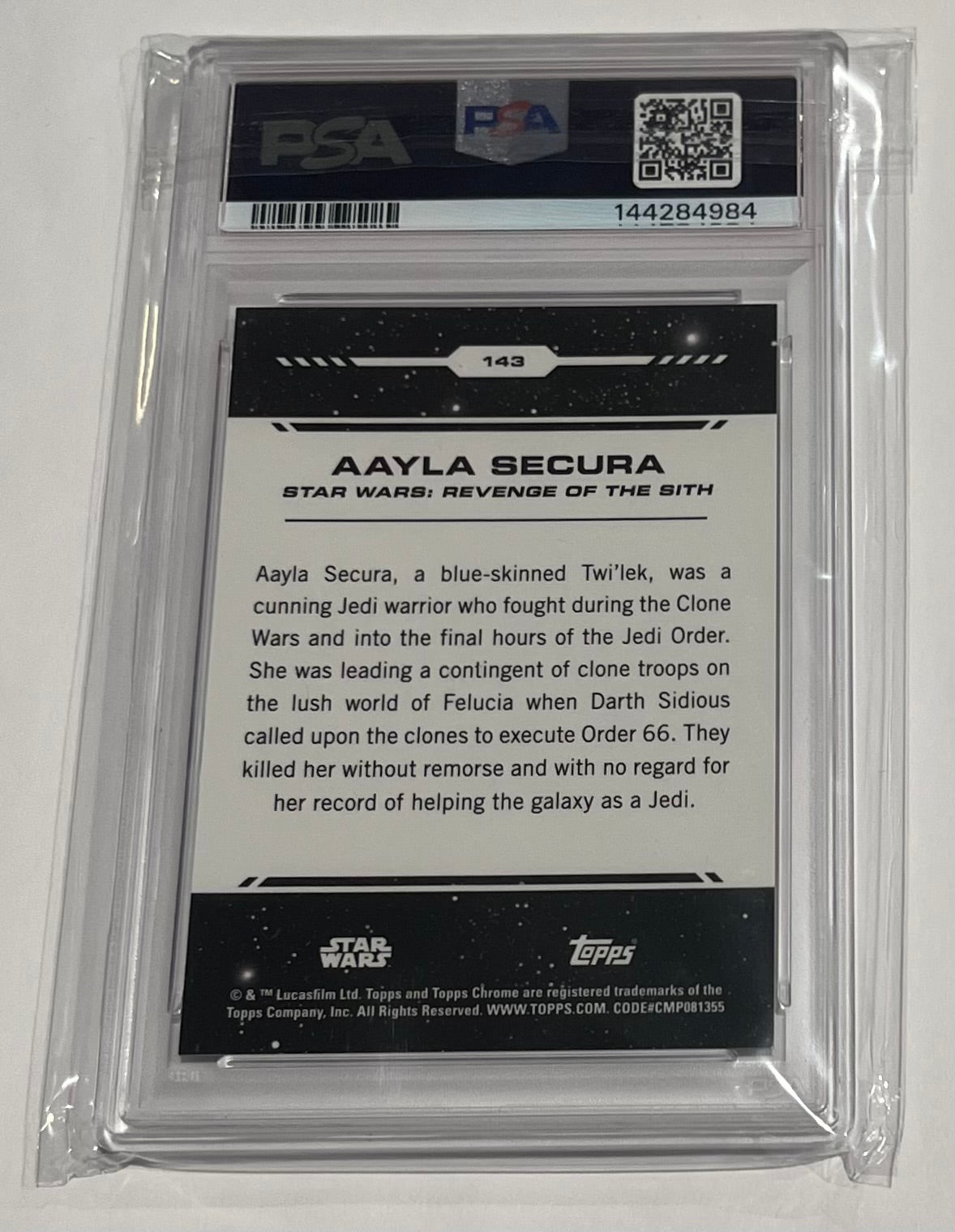 2024 Topps Chrome Star Wars Aayla Secura Jedi Rebel Orange Refractor 12/25 #143 MINT (PSA 9)