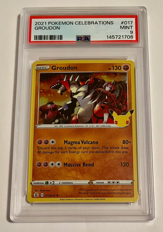 2021 Pokémon Celebrations 25th Anniversary Groudon #017 Holo MINT (PSA 9)