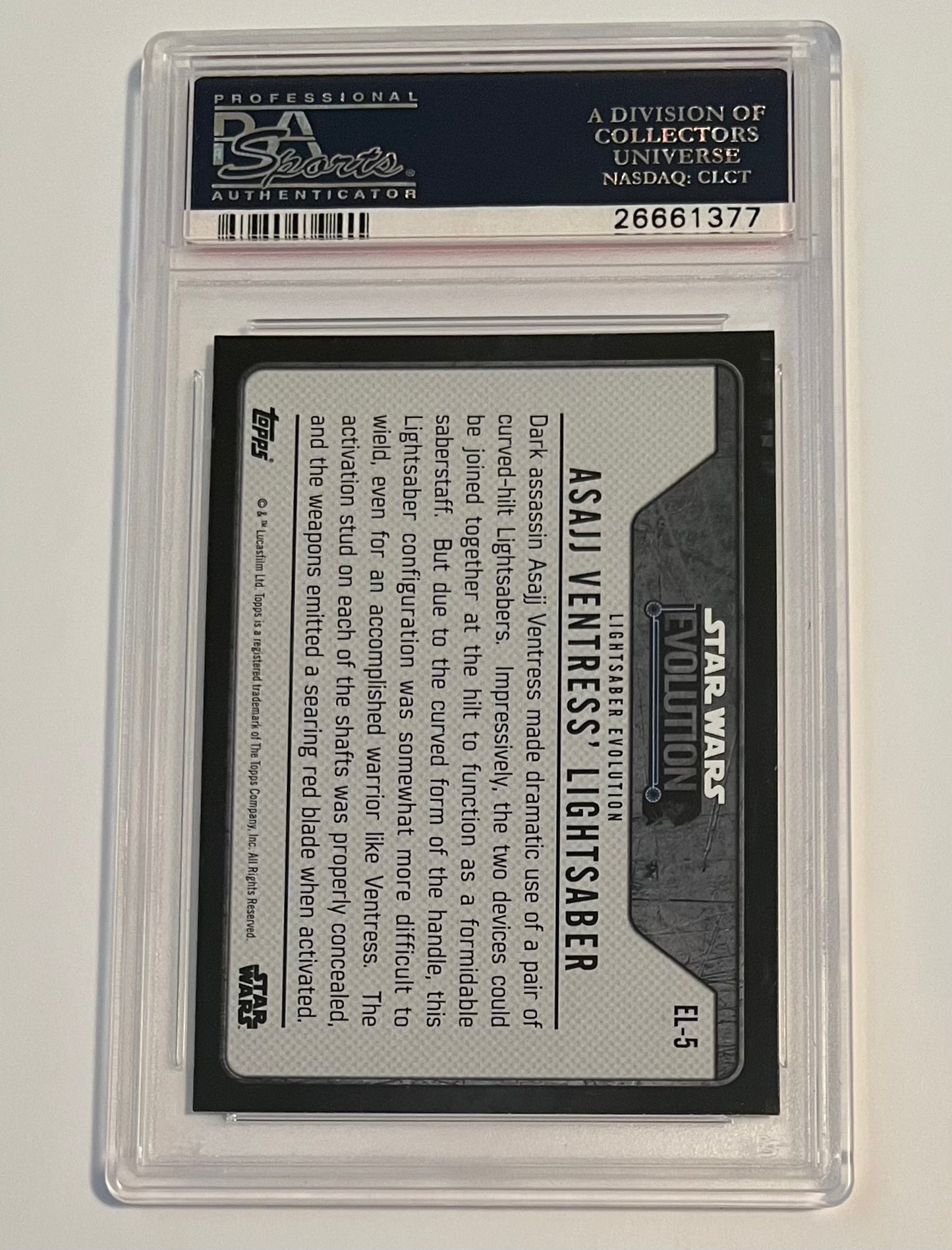 2016 Topps Star Wars Asajj Ventress’ LGHTS Evolution of the Lightsaber #EL-5 MINT (PSA 9)