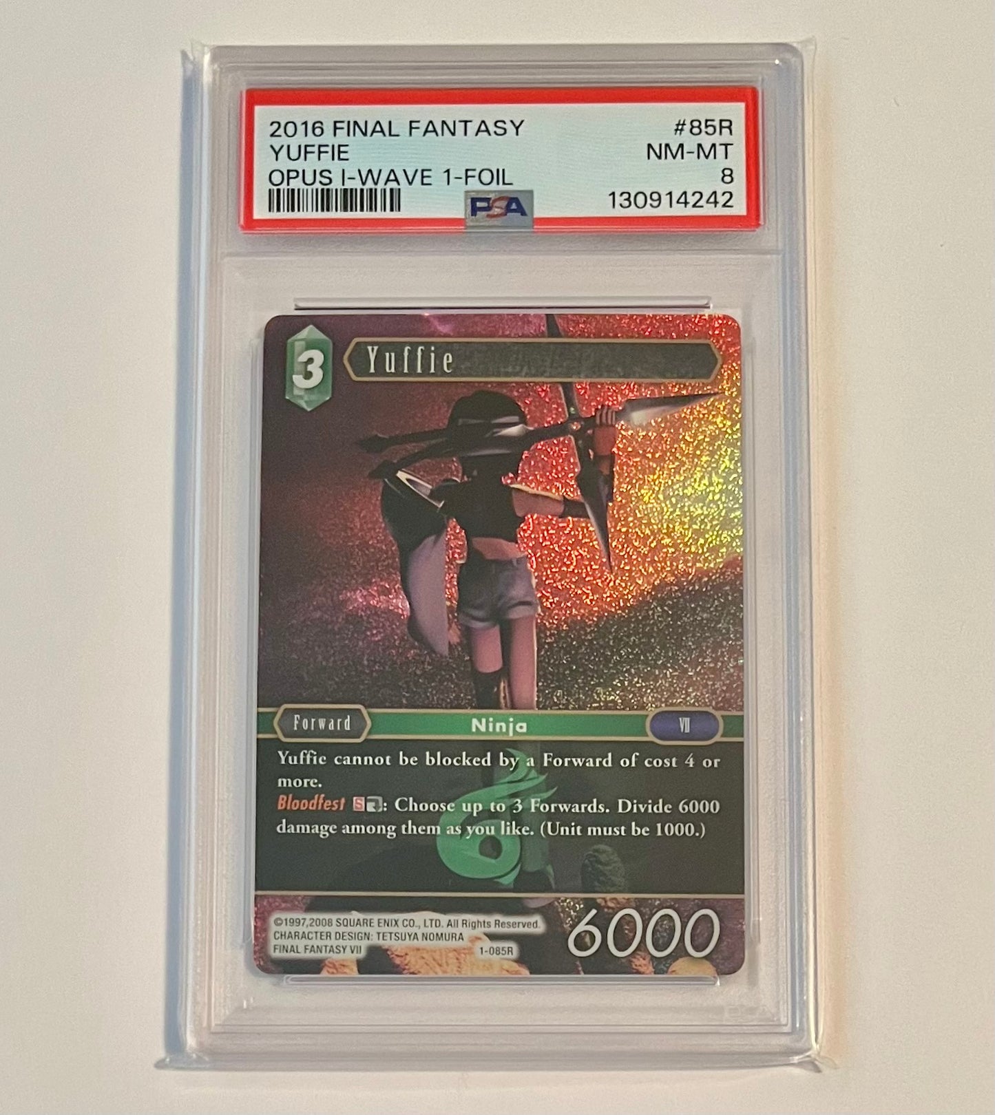 2016 Final Fantasy TCG VII Yuffie #85R Opus I Wave I Foil NM-MT (PSA 8)