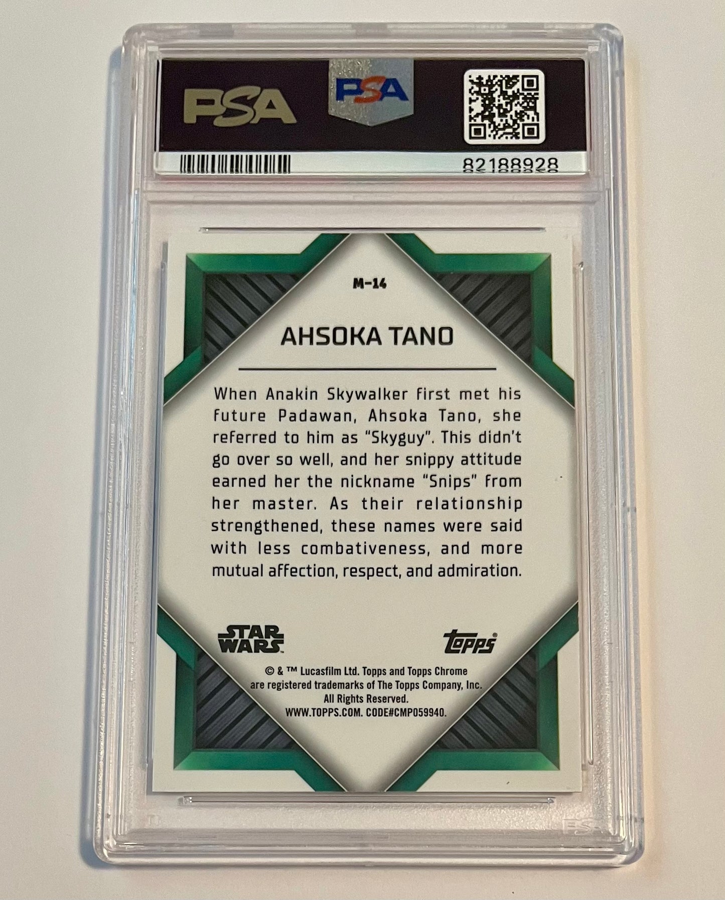 2023 Topps Chrome Star Wars Ahsoka Tano “Snips” Monikers #M14 MINT (PSA 9)