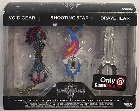 Funko Disney Kingdom Hearts 3 (III) Keyblade Exclusive Vinyl Collectible 3-Pack Braveheart, Shooting Star, and Void Gear