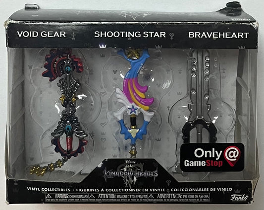 Funko Disney Kingdom Hearts 3 (III) Keyblade Exclusive Vinyl Collectible 3-Pack Braveheart, Shooting Star, and Void Gear