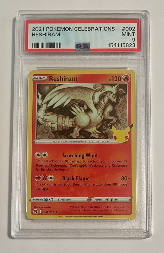 2021 Pokémon TCG Celebrations 25th Anniversary Reshiram #002 Holo MINT (PSA 9)