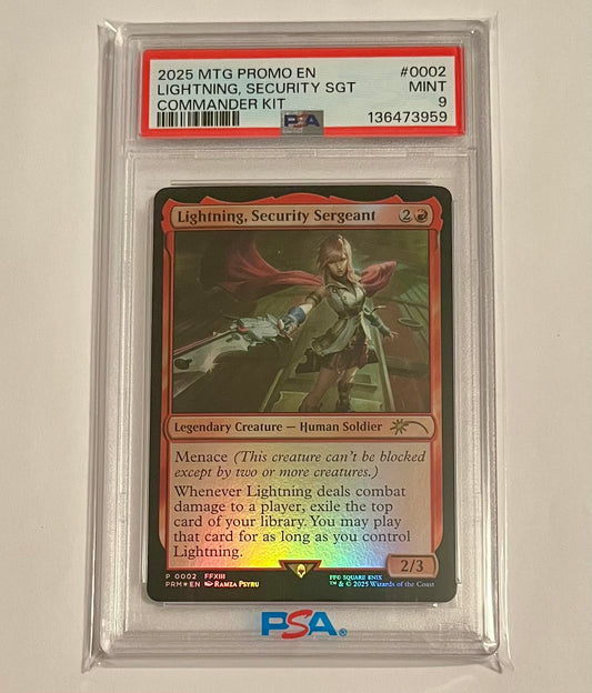 2025 MTG Promo Final Fantasy XIII Lightning, Security Sergeant Commander Kit #0002 MINT (PSA 9)