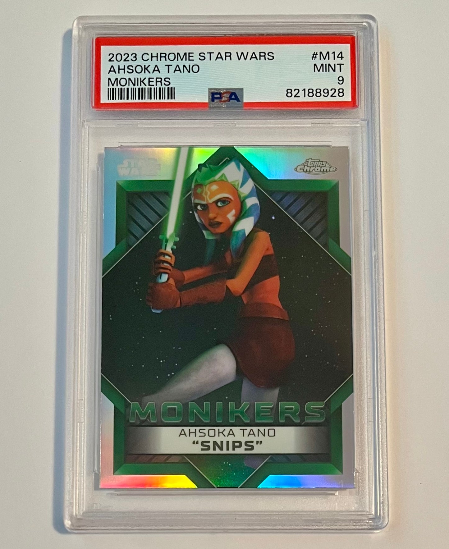 2023 Topps Chrome Star Wars Ahsoka Tano “Snips” Monikers #M14 MINT (PSA 9)