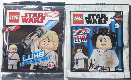 LEGO Star Wars Luke & Leia Minifigure Foil Pack Bag BUNDLE/LOT