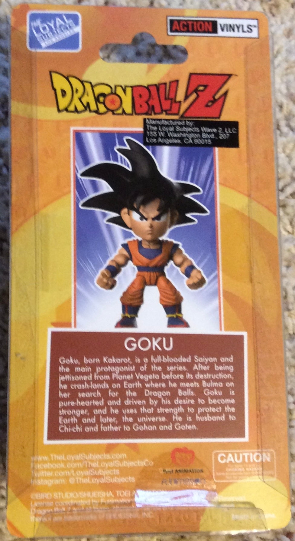 The Loyal Subjects SDDC Action Vinyls Dragon Ball Z Clear Orange Goku Figure