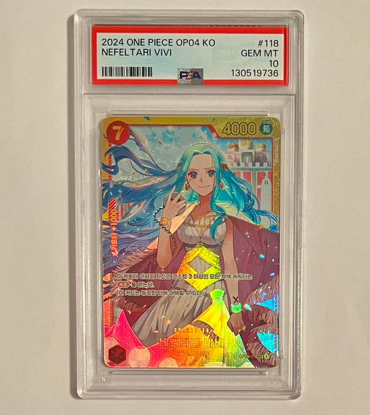 2024 Bandai ONE PIECE CARD GAME OP04 Nefeltari Vivi #118 Korean GEM MT (PSA 10)