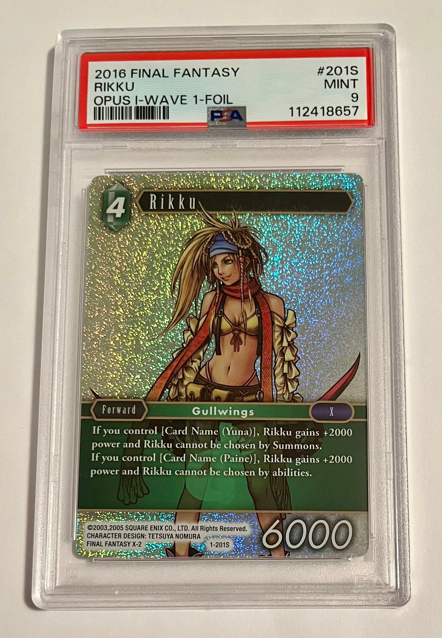 2016 Final Fantasy TCG X-2 Rikku Opus I Wave I #201S Foil MINT (PSA 9)