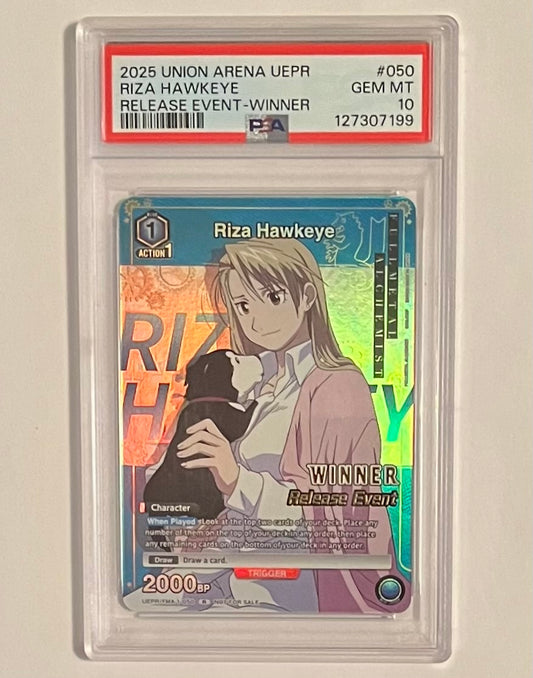 2025 UNION ARENA Fullmetal Alchemist UEPR Riza Hawkeye Release Event Winner #050 GEM MT (PSA 10)