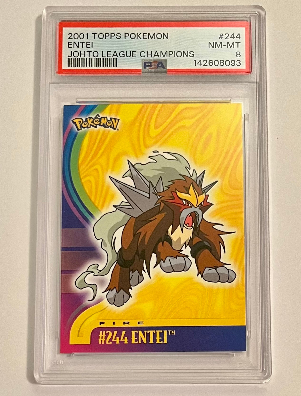 2001 Topps Pokémon Johto League Champions Entei #244 NM-MT (PSA 8)