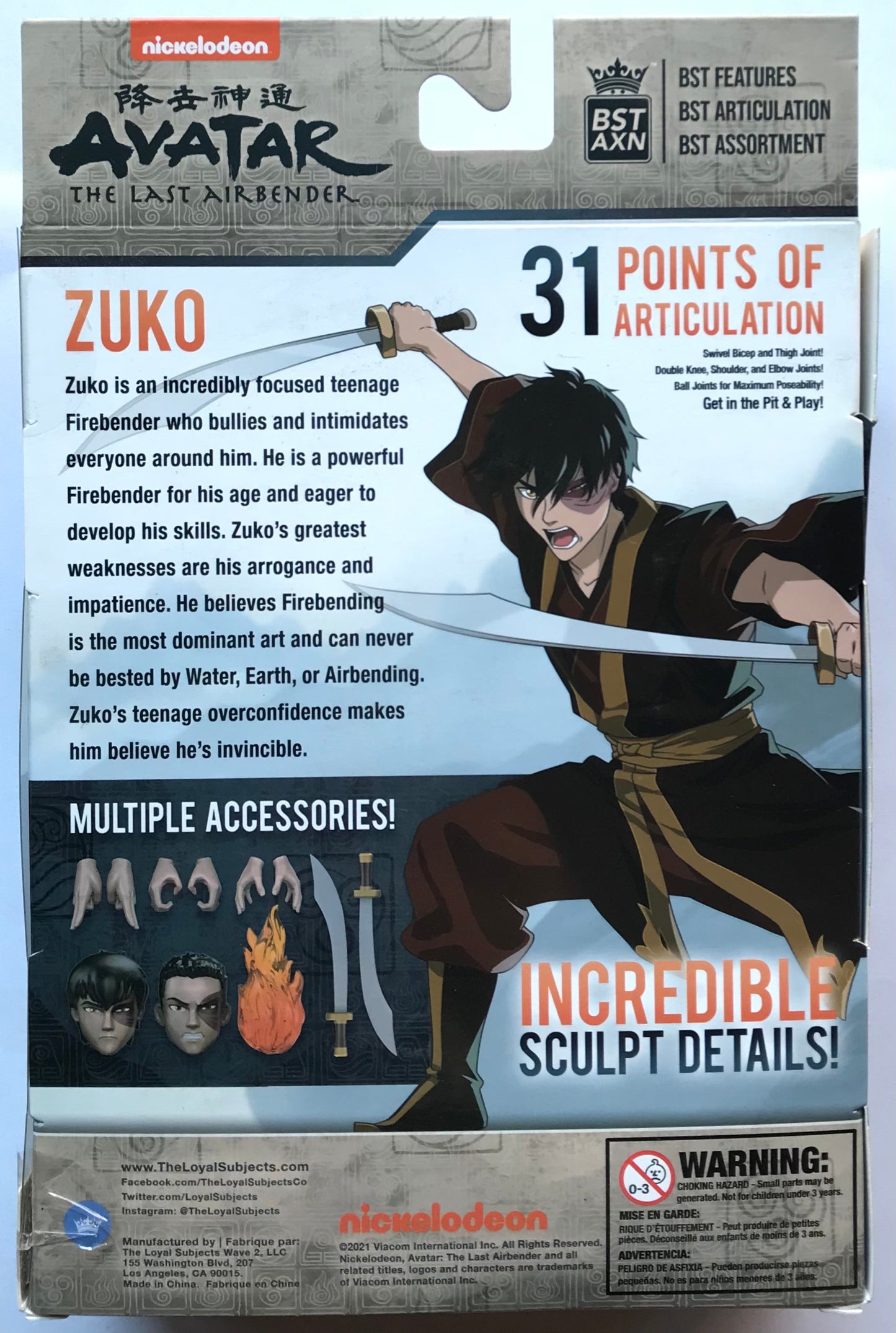 The Loyal Subjects BST AXN Avatar: The Last Airbender Zuko Action Figure with Accessories