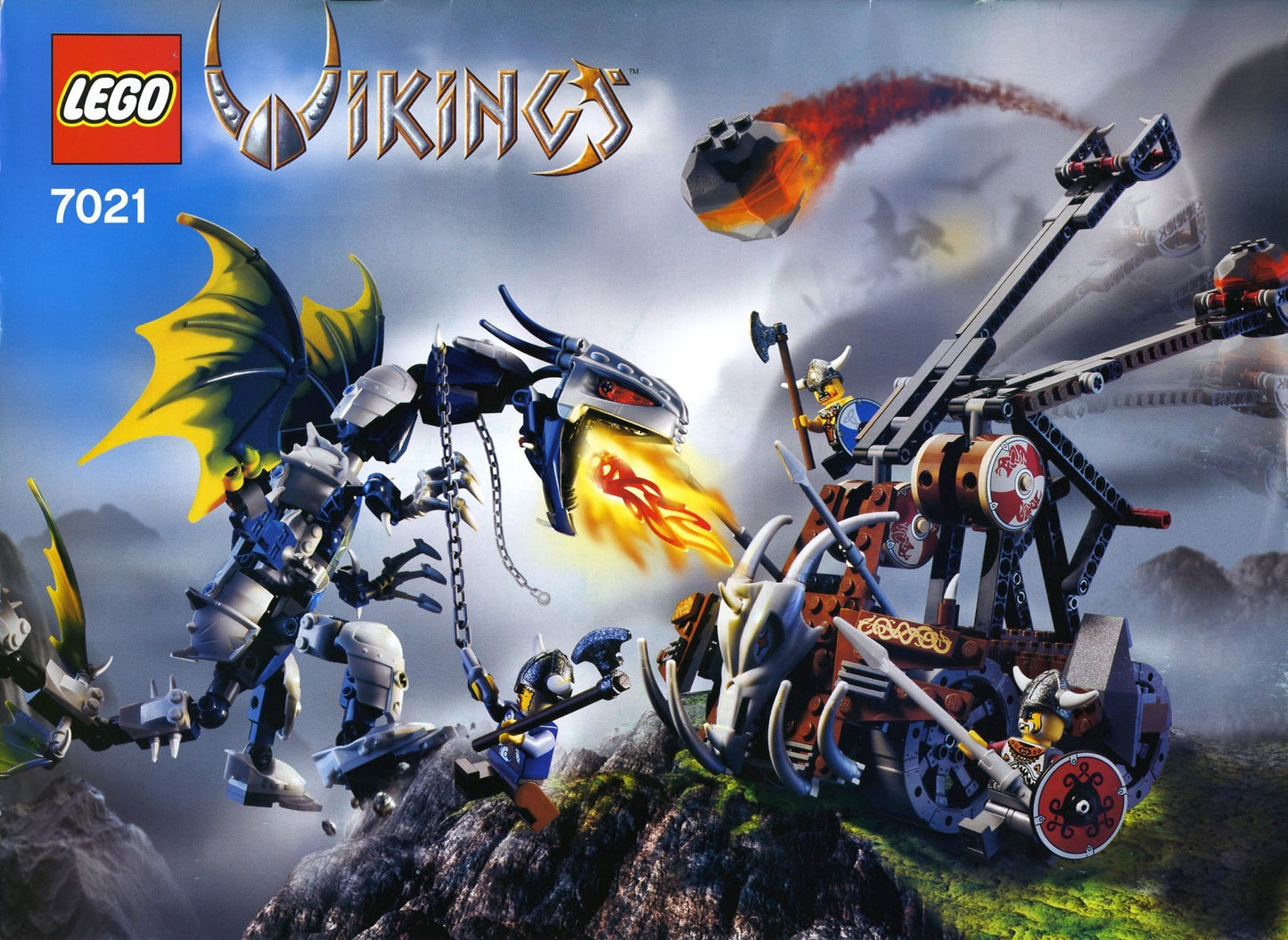 LEGO Vikings Viking Double Catapult VS. the Armoured Ofnir Dragon Set 7021