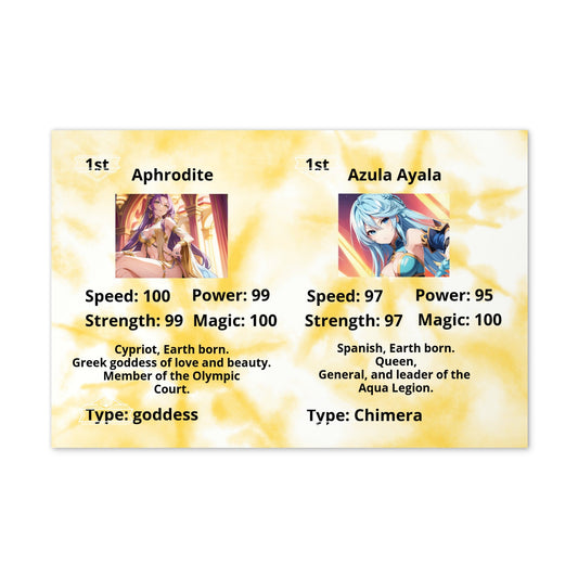 Prototype Kawieshans Collectible Trading Card Game 1st Edition Alpha Cards Aphrodite / Azula Ayala (Uncut)