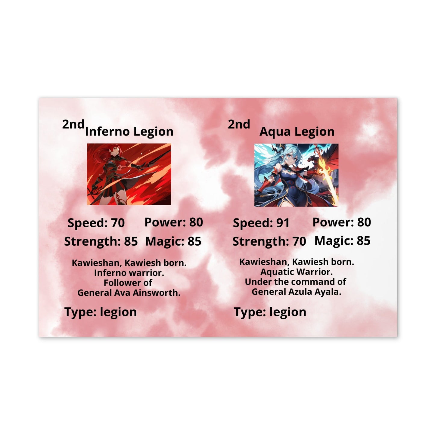 Prototype Kawieshans Collectible Trading Card Game 2nd Edition Alpha Cards Inferno Legion / Aqua Legion (Uncut)
