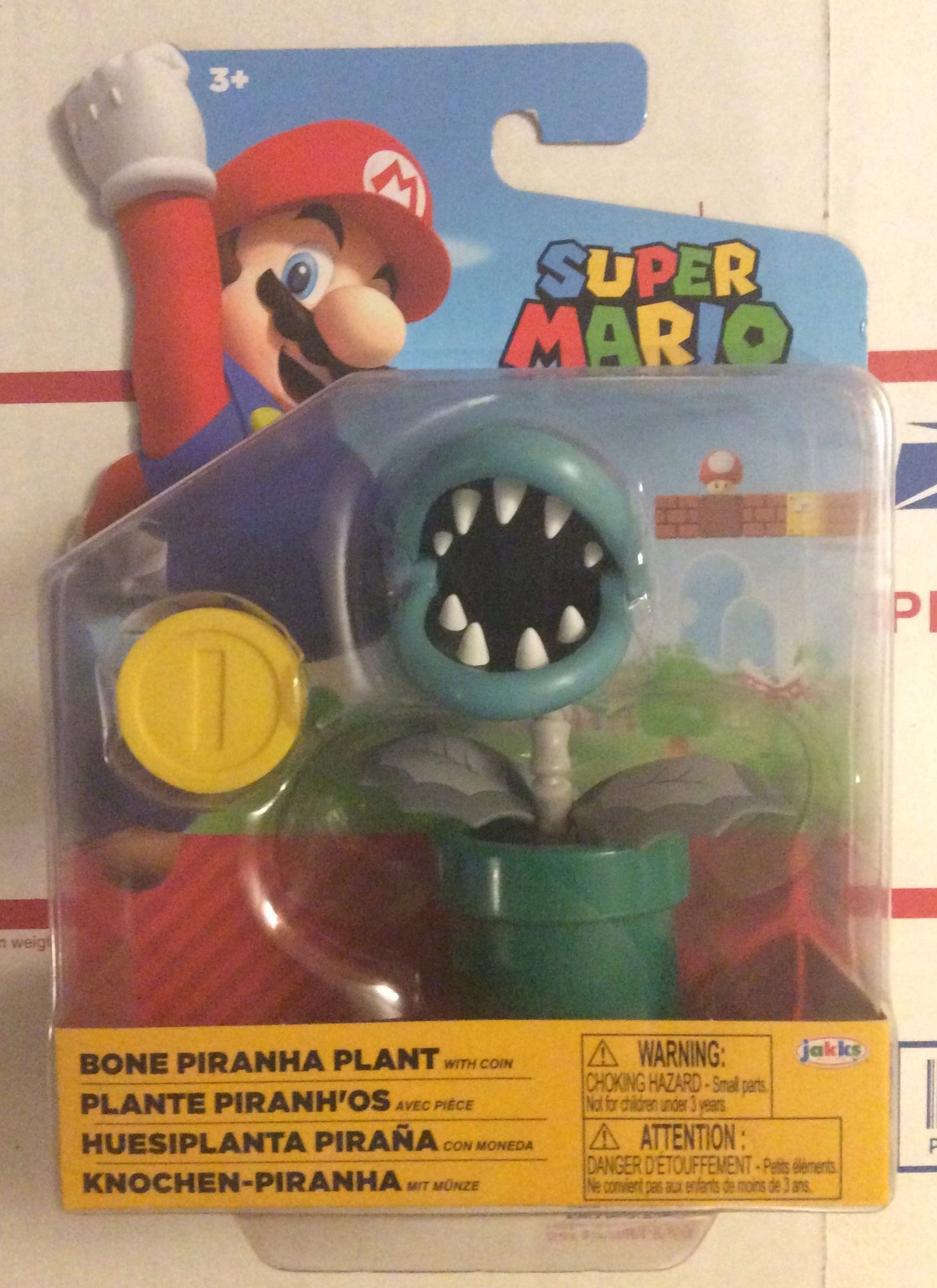 Jakks Super Mario Wave 21 Bone Piranha Plant 4" Inch Articulated Figure