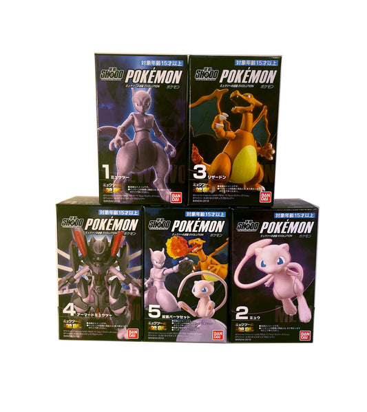 Pokémon Shodo Volume 1 Mewtwo Strikes Back EVOLUTION Full Set 5 Bandai 3" Inch Figure BUNDLE/LOT