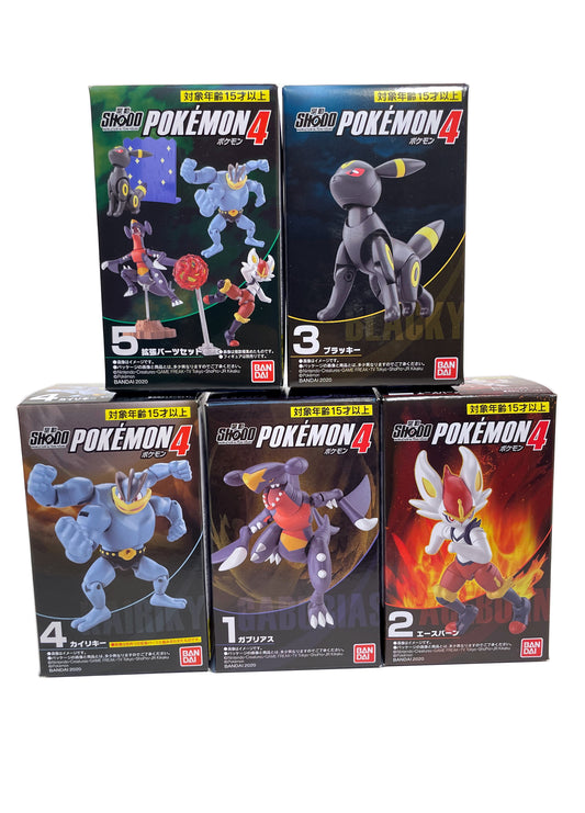 Pokémon Shodo Volume 4 Full Set 5 BUNDLE/LOT Bandai 3" Inch Figure