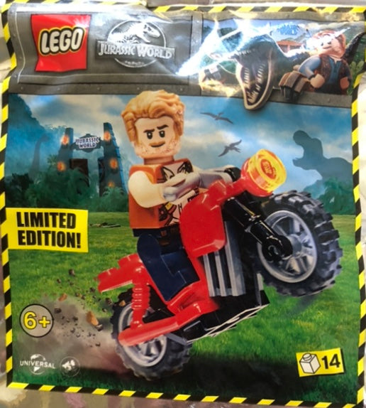 LEGO Jurassic World Owen with Motorcycle Limited Edition Minifigure Foil Pack Bag Set 122114