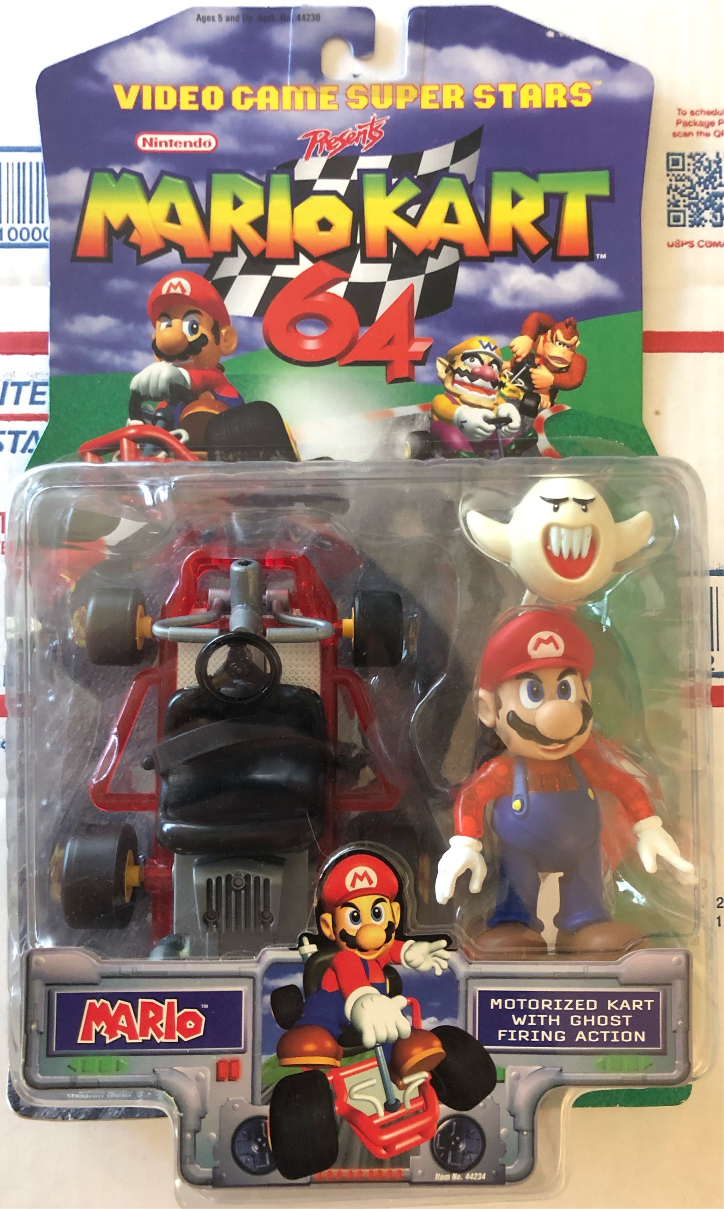 Mario Kart 64 ToyBiz Clear Mario Figure With Ghost