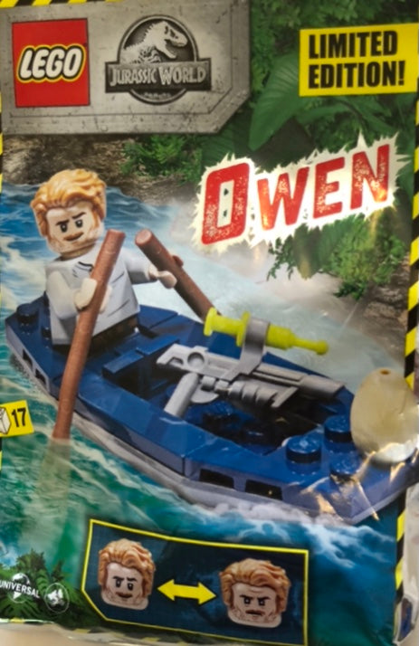 LEGO Jurassic World Owen with Kayak and Raptor Egg Limited Edition Minifigure Foil Pack Bag Set 122007