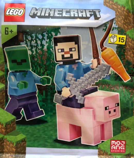 LEGO Minecraft Pig, Steve and Zombie Minifigure Foil Pack Bag Set 662101