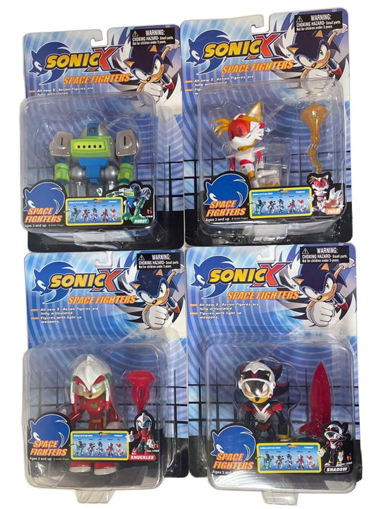 Toy Island Space Fighters Sonic X Lot Shadow Tails Knuckles and Robot Action Figure Set