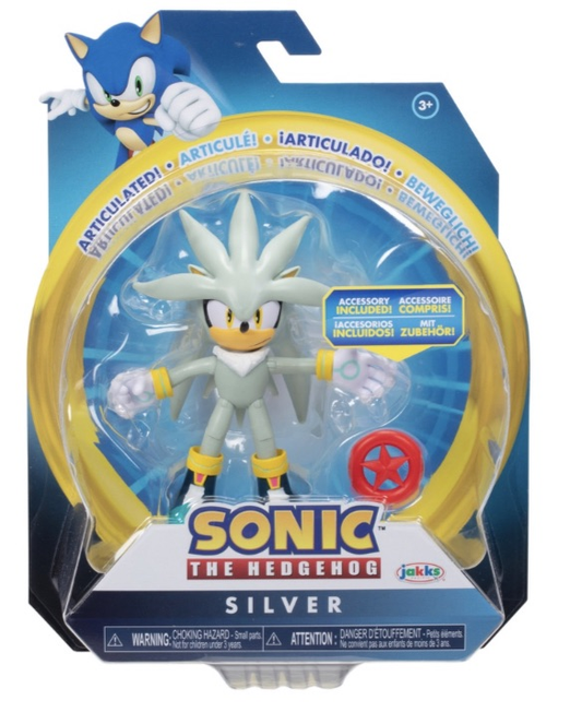 Jakks Sonic 4" Inch Articulated Figure Wave 7 Silver With Accessory