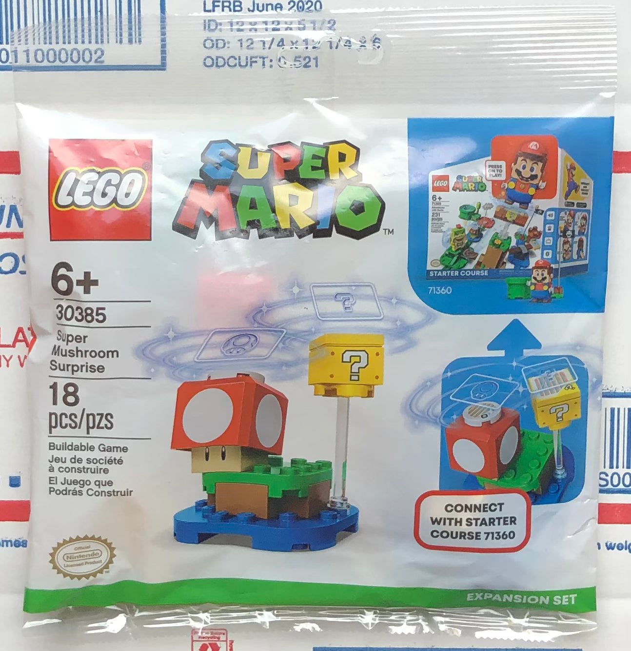 LEGO Super Mario Mushroom Question Block Expansion Set Polybag 30385