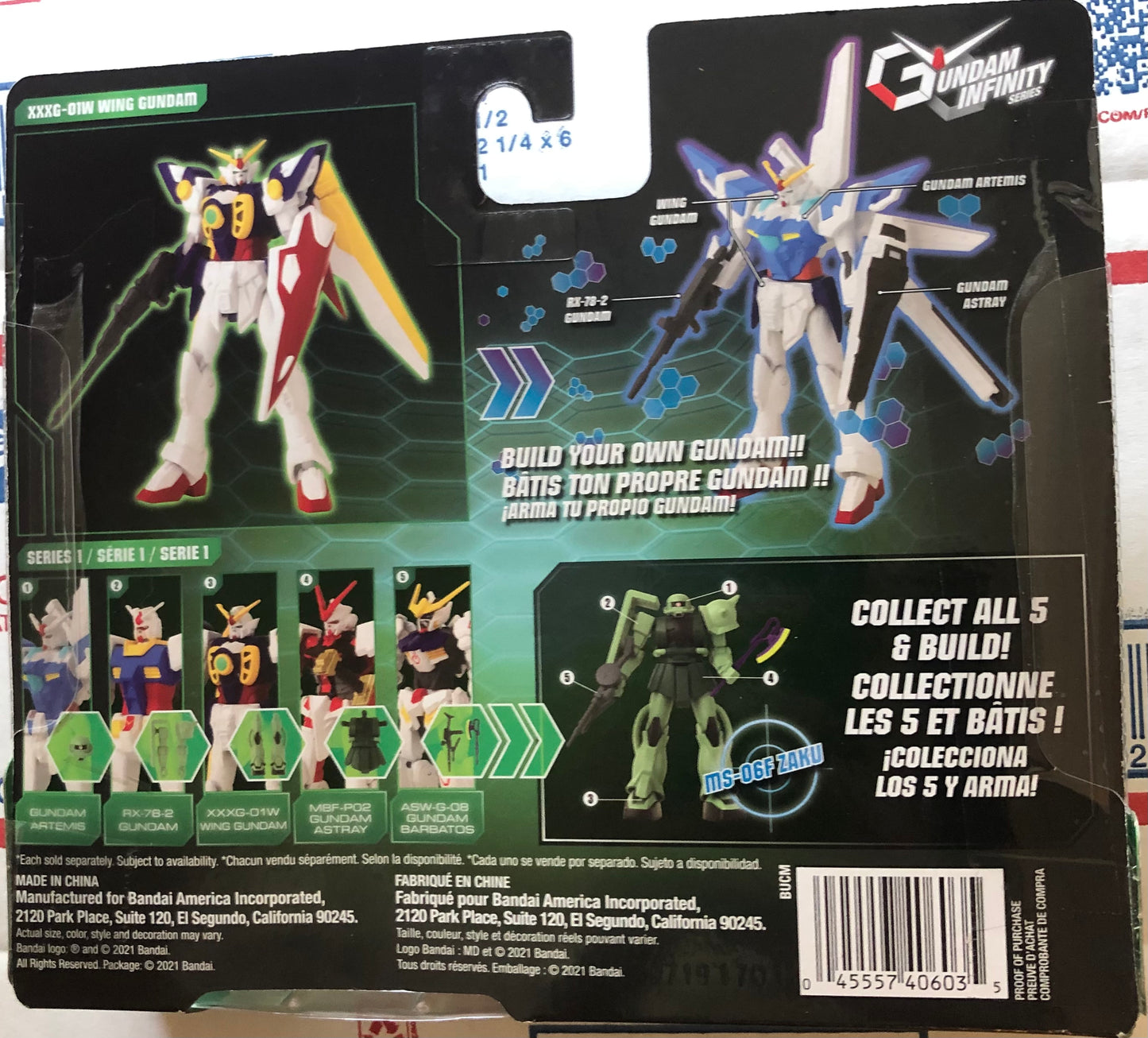 Gundam Infinity Series XXXG-01W Wing Gundam + Zaku 4.5 Inch Action Figure