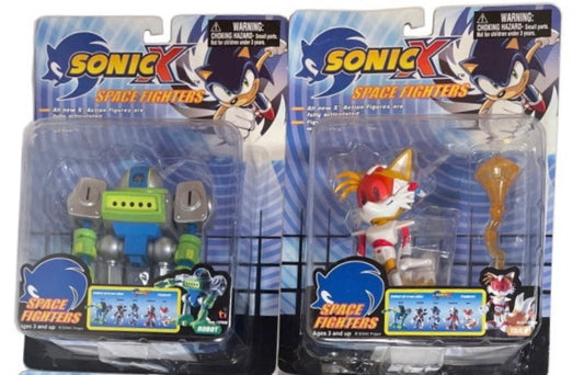 Toy Island Space Fighters Sonic X Lot Tails and Robot Action Figure Set