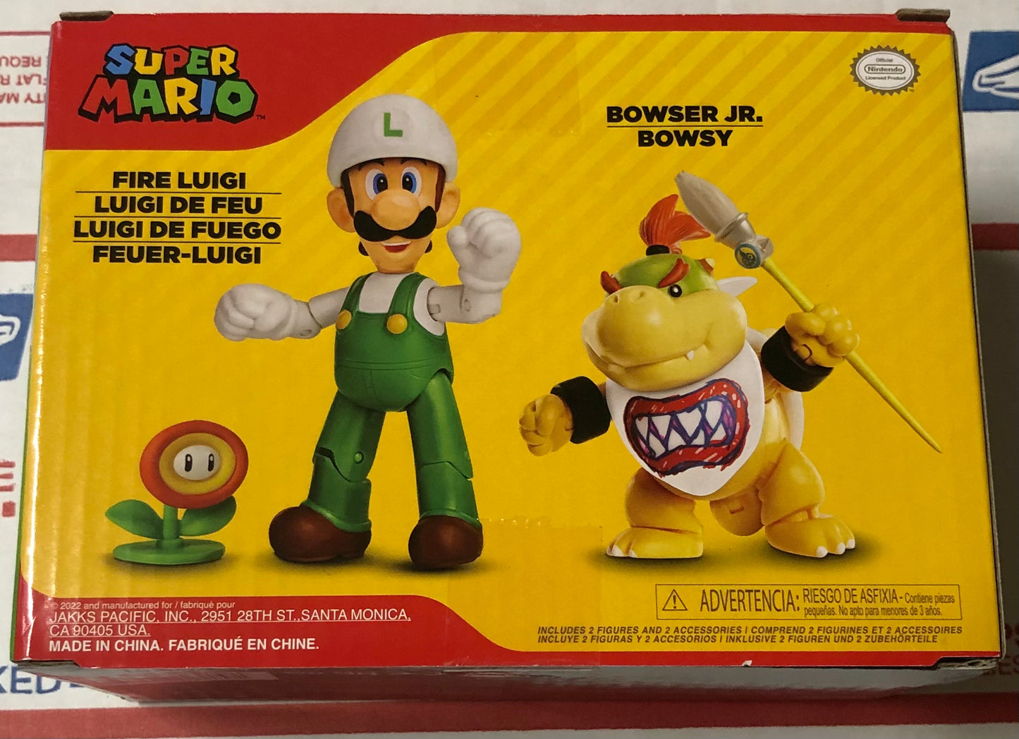 Jakks Super Mario Bowser Jr. Bowsy and Fire Luigi 2-Pack 4" Inch Articulated Figure
