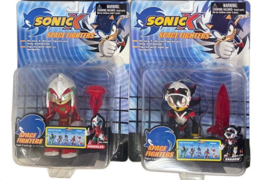 Toy Island Space Fighters Sonic X Lot Shadow and Knuckles Action Figure Set