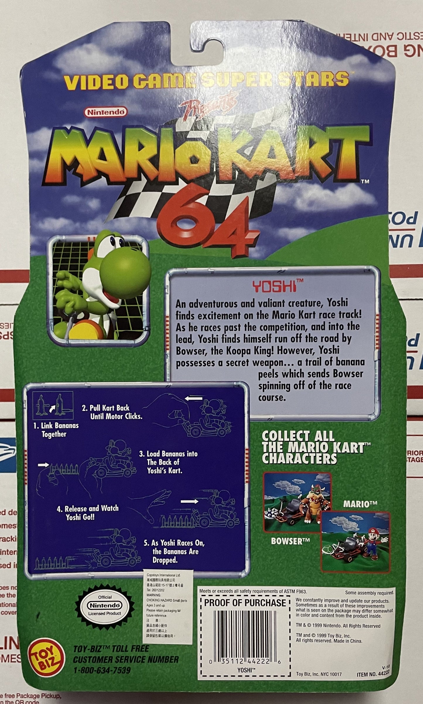 Mario Kart 64 ToyBiz Yoshi Figure With Bananas C Condition