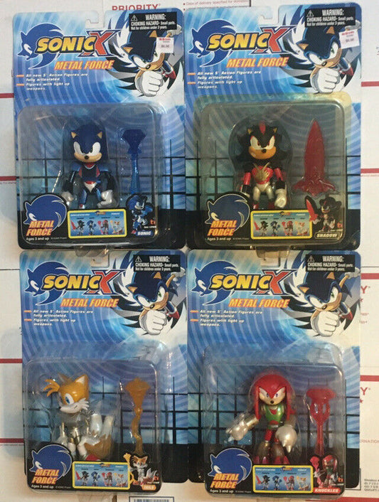 Toy Island Metal Force Sonic X Lot Sonic Shadow Tails and Knuckles Action Figures Full Set