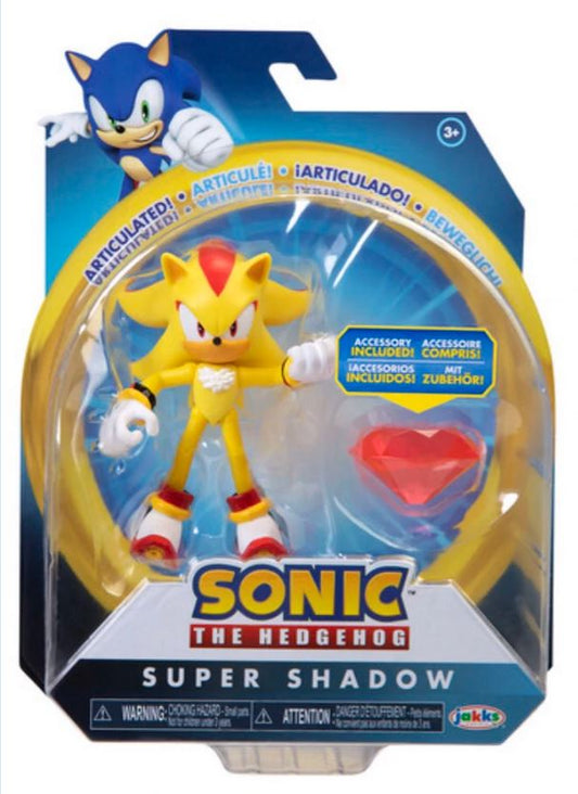 Jakks Sonic 4" Inch Articulated Super Shadow Figure with Chaos Emerald Accessory Wave 4