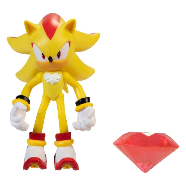 Jakks Sonic 4" Inch Articulated Super Shadow Figure with Chaos Emerald Accessory Wave 4