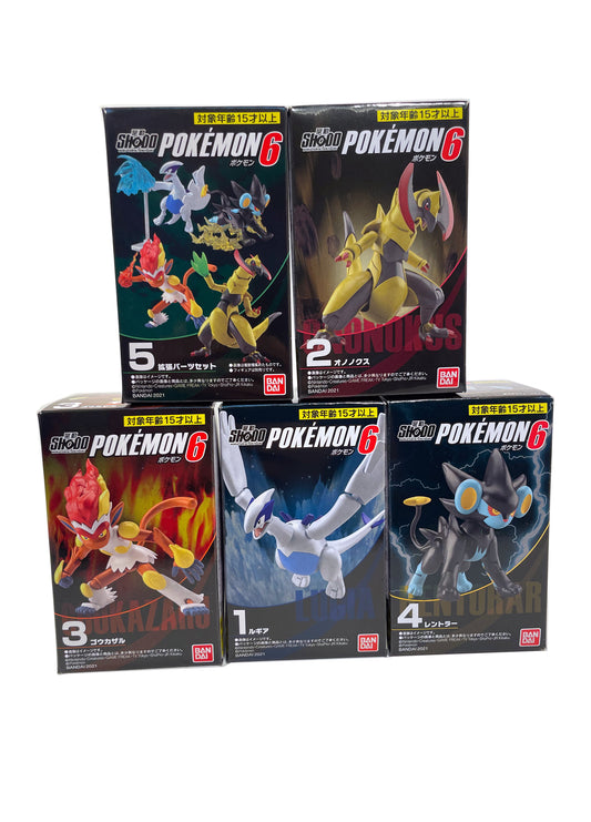 Pokémon Shodo Volume 6 Full Set 5 BUNDLE/LOT Bandai 3" Inch Figure